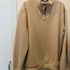 Men's Beige Sweater with Elbow Patches